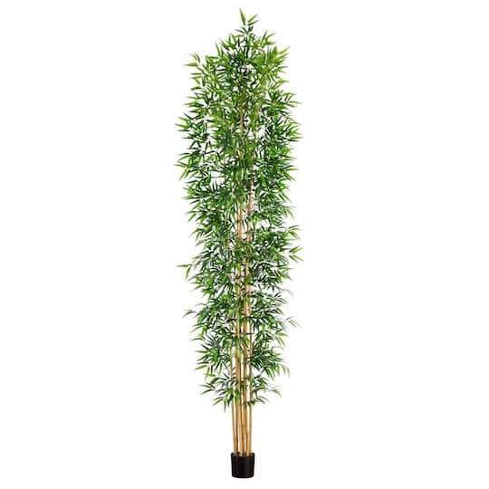 12ft. Green Artificial Bamboo Tree with Real Bamboo Trunks